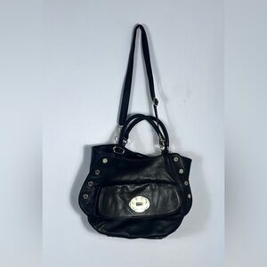Emma Fox Soft Black Leather Satchel with Two Straps
